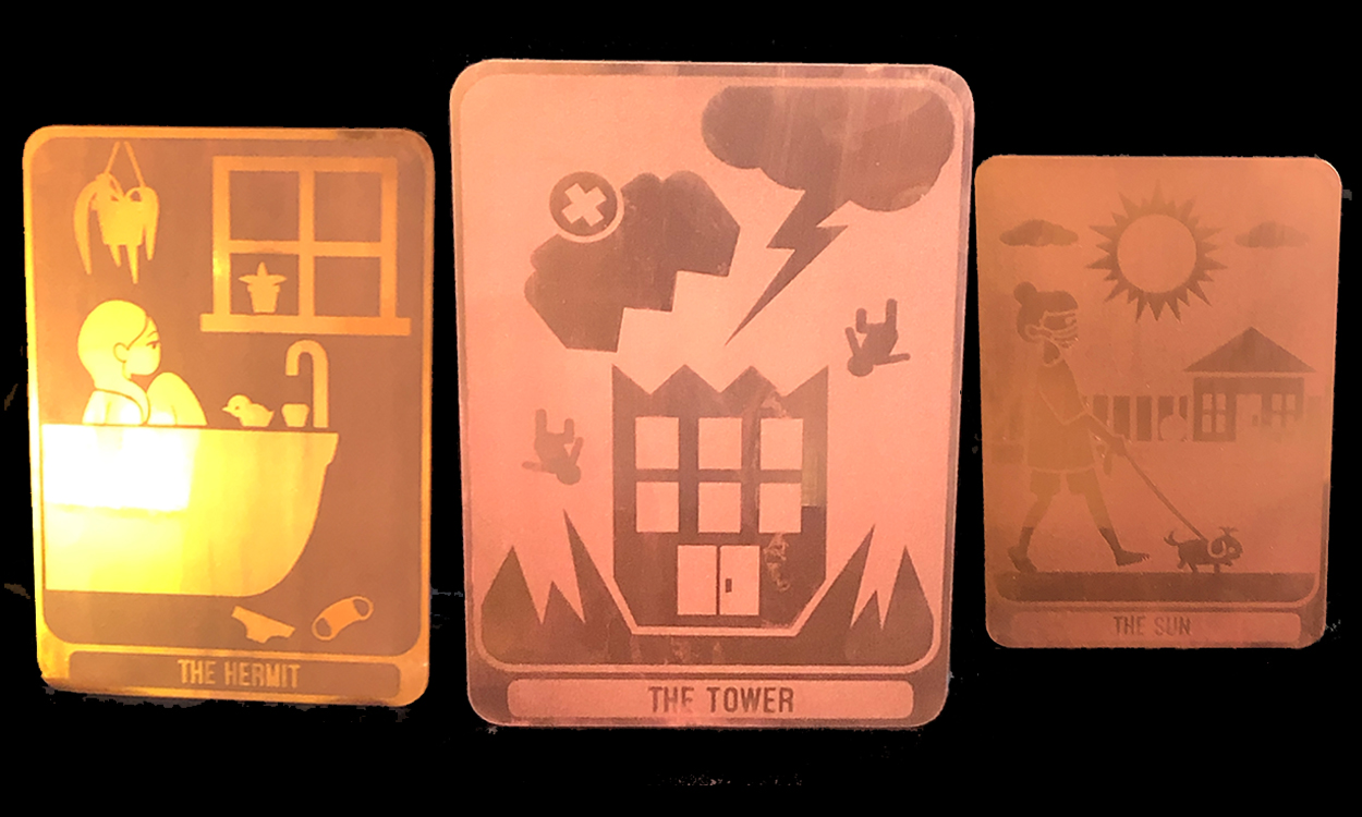 small cards on copper