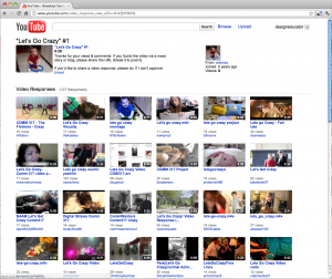 A screen shot of the Let's Go Crazy video response page on YouTube.